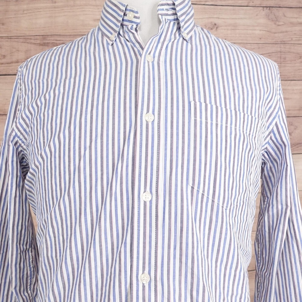 Gap Shirt Mens M Blue Striped Long Sleeve Button-Up Classic Fit Cotton Casual